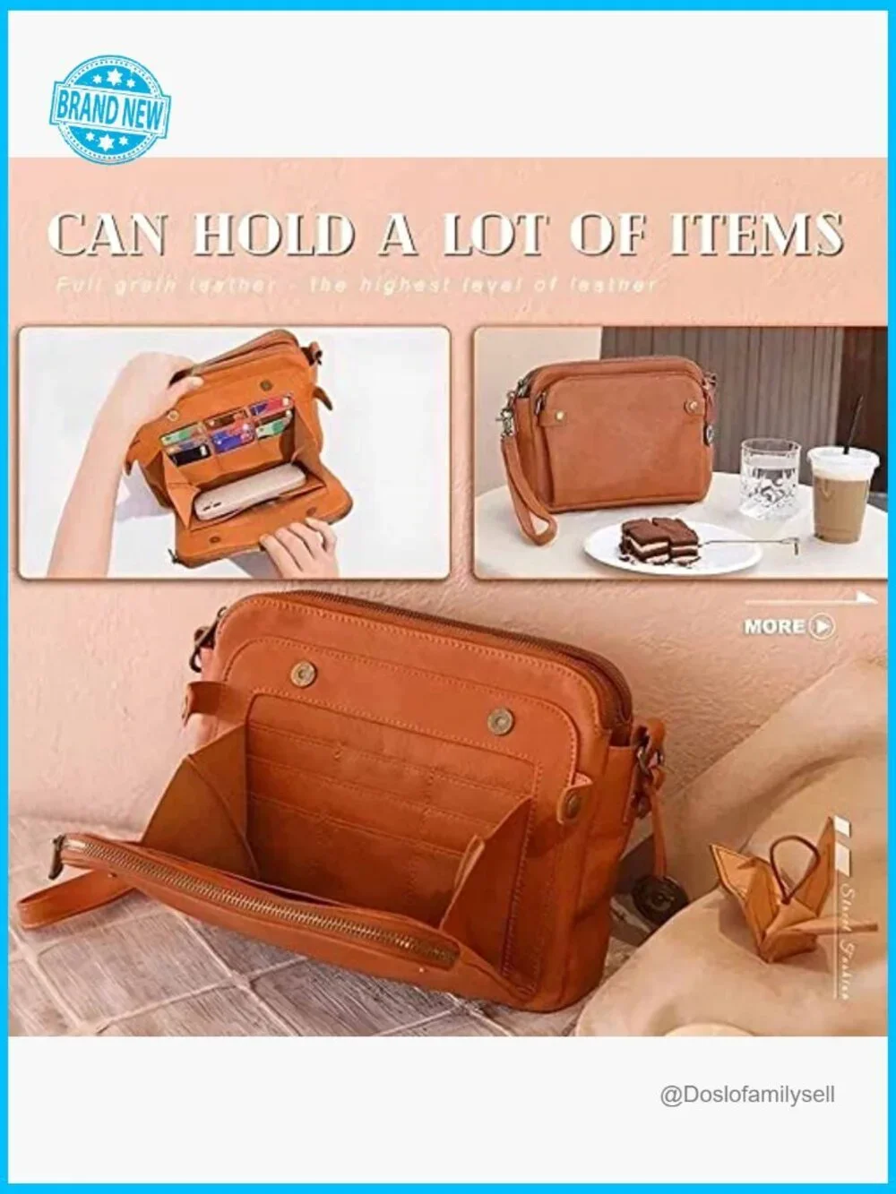 Leather Crossbody Bag With Multiple Compartments Adjustable Strap Chic Minimal